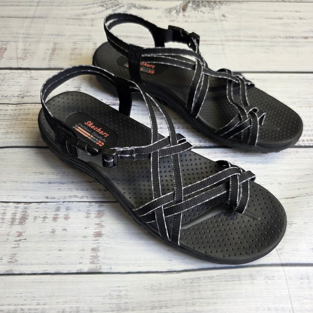 Skechers Black Strappy Slingback Sandals
